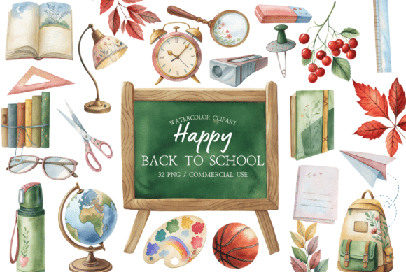 Download Watercolor School Clipart Bundle - School clipart Collection