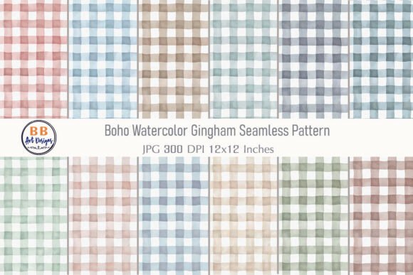 Download Boho Watercolor Gingham Pattern Paper - Pattern paper Collection