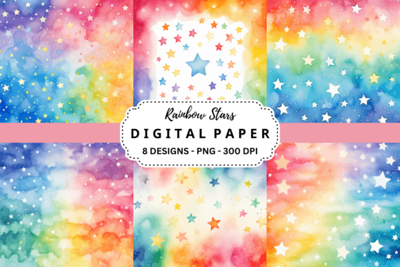 Download Rainbow Stars Watercolor Background - Rainbow stars Collection