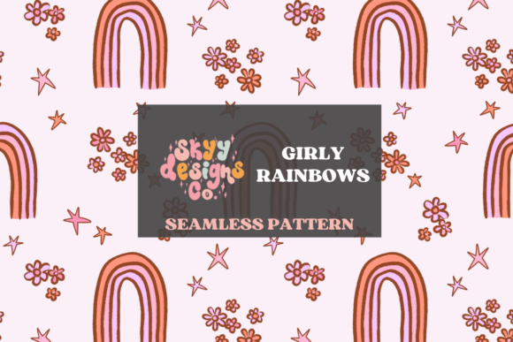 Download Girly Rainbow Stars Seamless Pattern - Rainbow stars Collection