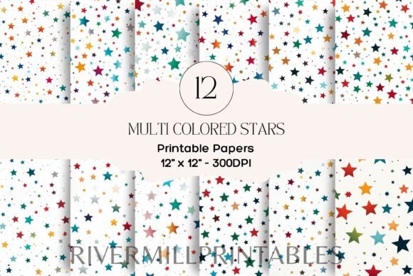 Download Rainbow Stars Digital Paper Pack - Rainbow stars Collection