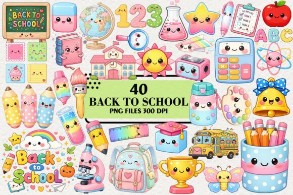 Download Kawaii Back to School Clipart Bundle - School clipart Collection
