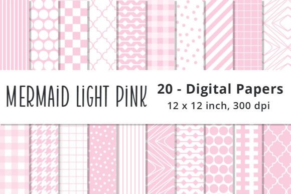 Download Mermaid Light Pink Digital Pattern Paper - Pattern paper Collection