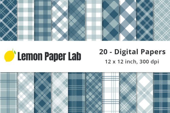Download Teal and Blue Grey Plaid Pattern Papers - Pattern paper Collection