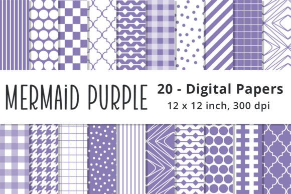 Download Mermaid Purple Digital Pattern Papers - Pattern paper Collection