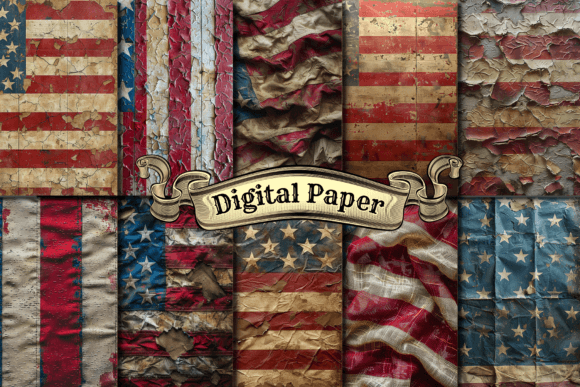Download Stars and Stripes Grunge Craft Paper - Craft Collection