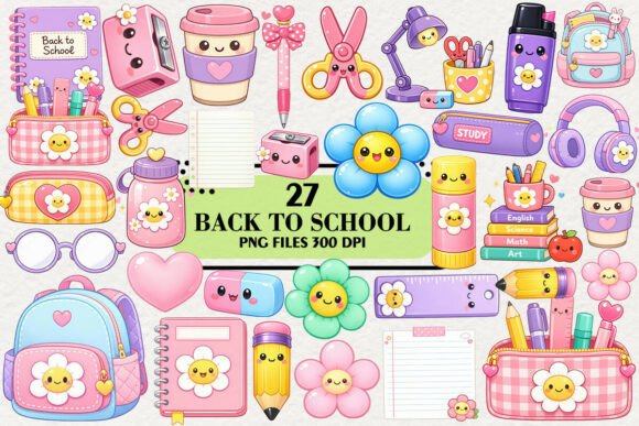 Download Kawaii Back to School Clipart Bundle - School clipart Collection